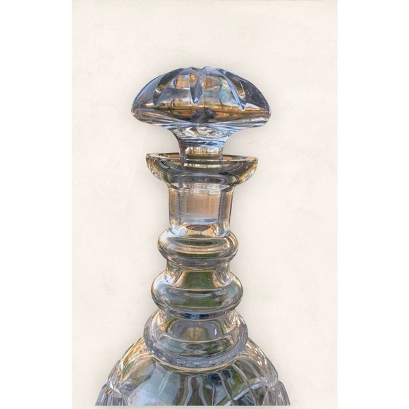 Vtg. Three Rings Crystal Cut Glass Decanter With Mushroom Topper. - Picture 9 of 12